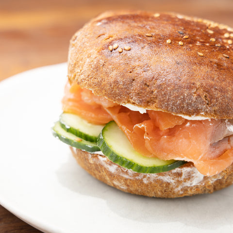 Brioche bun with salmon