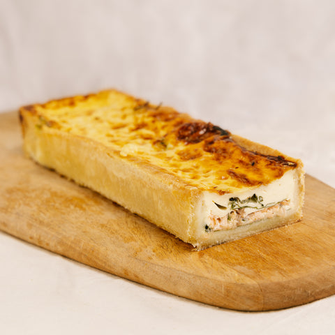Large salmon &amp; spinach quiche
